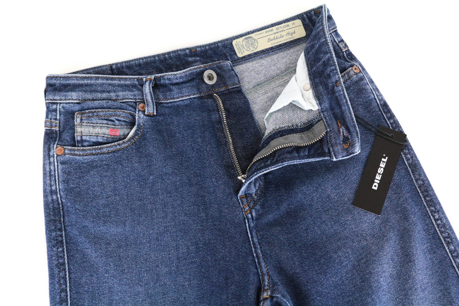DIESEL Babhila-High 085AD moteriški džinsai W27/L32 skalbtos mėlynos spalvos 
