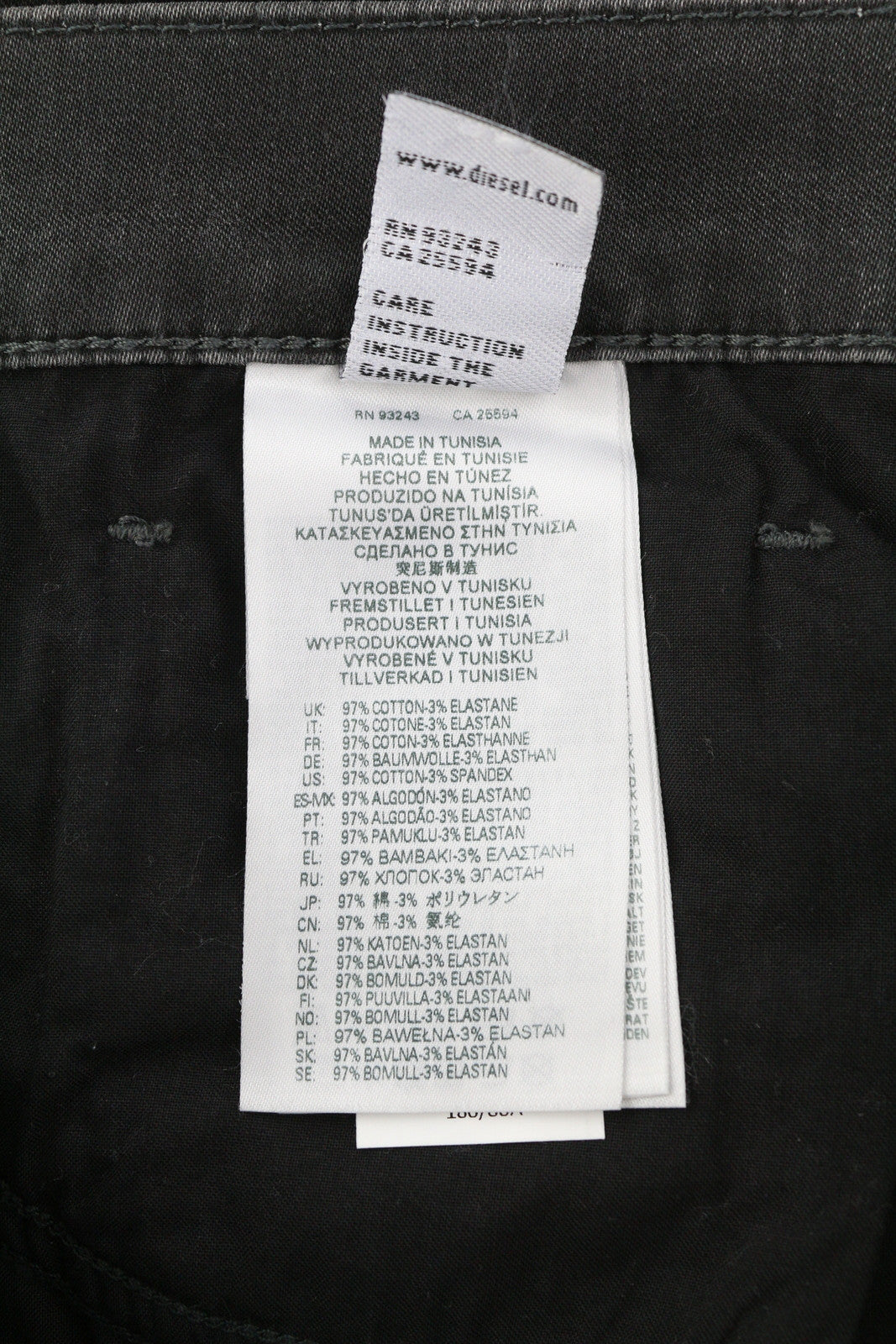 DIESEL D-Fining 0699P vyriški džinsai W30/L30 siaurėjantys, tamprūs, skalbti, su sagomis 