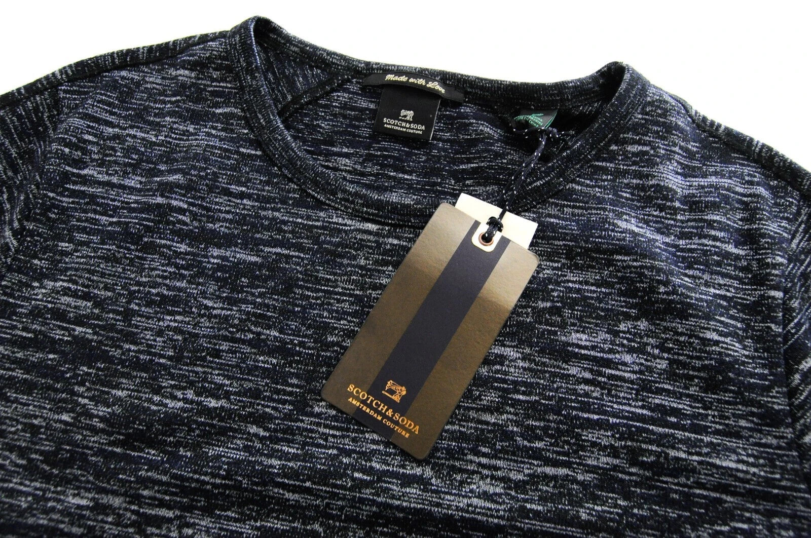 SCOTCH &amp; SODA Couture vyriški marškinėliai su trumpomis rankovėmis S dydžio, tamprios medvilnės marškinėliai, tamsiai mėlyni 