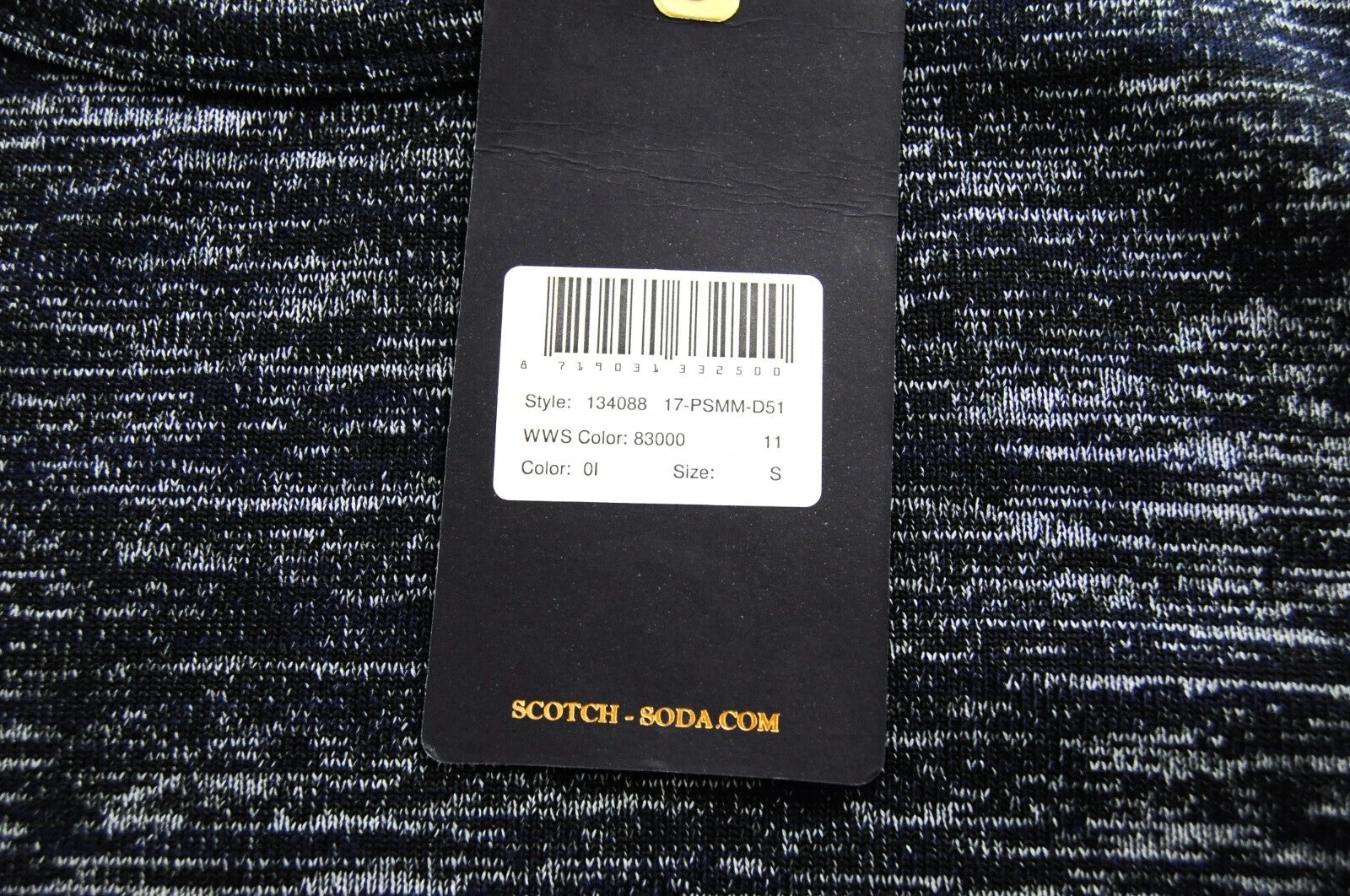 SCOTCH &amp; SODA Couture vyriški marškinėliai su trumpomis rankovėmis S dydžio, tamprios medvilnės marškinėliai, tamsiai mėlyni 