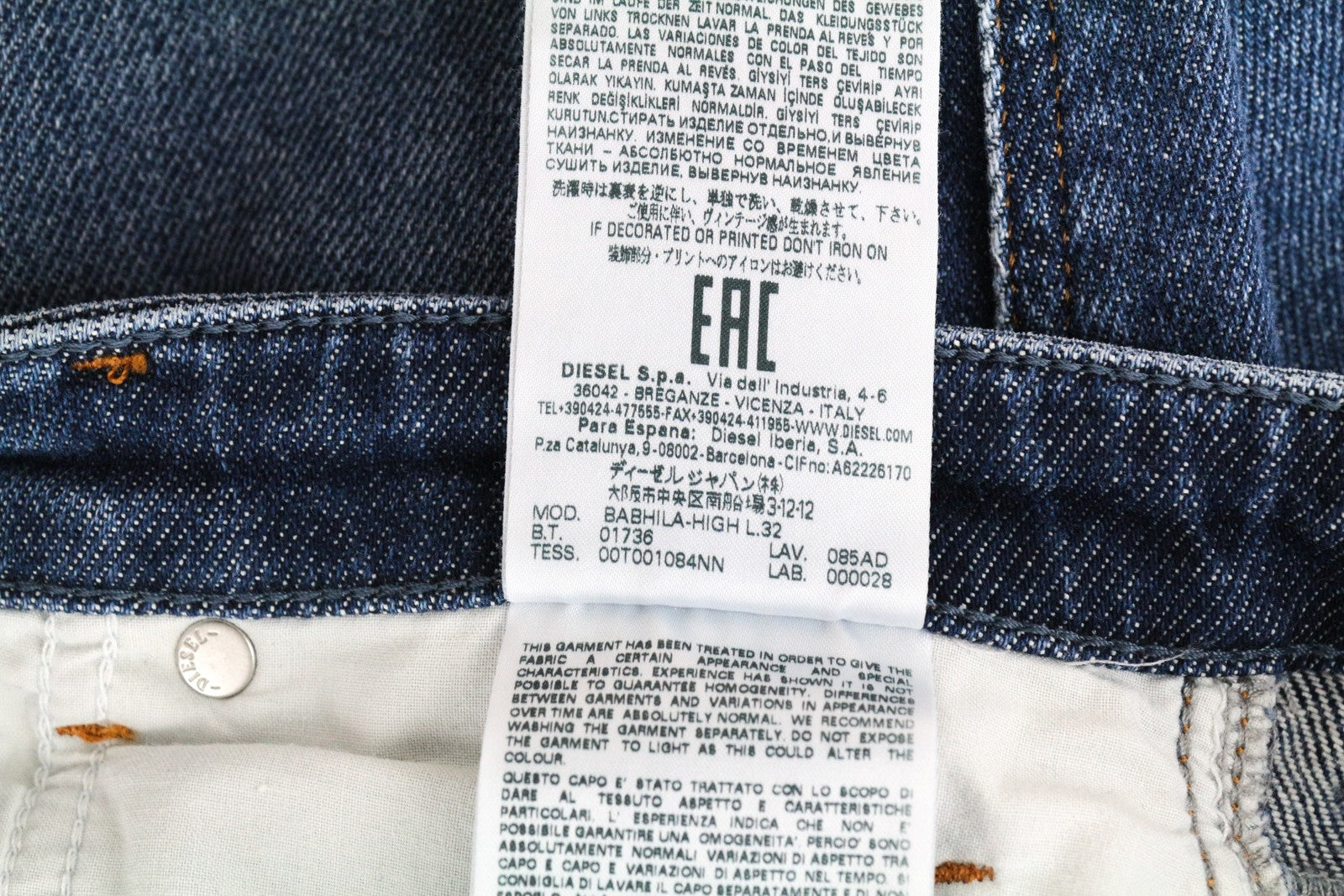 DIESEL Babhila-High 085AD moteriški džinsai W31/L32 5 kišenės mėlyni 