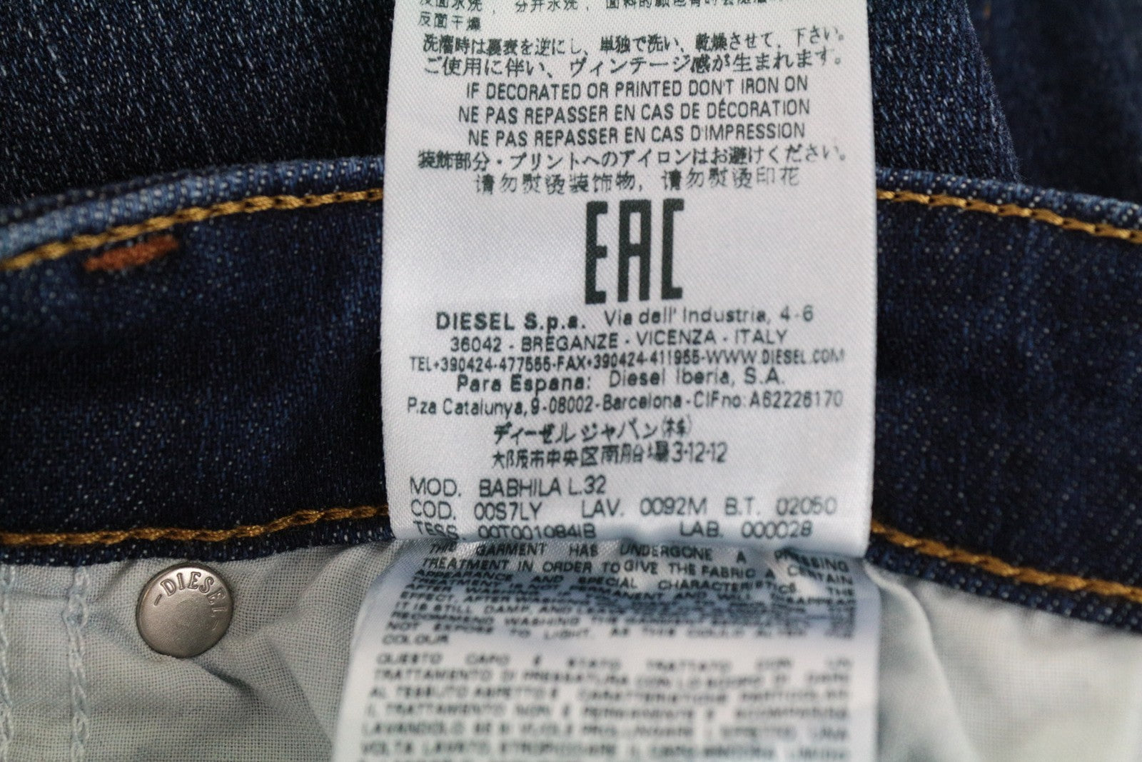 DIESEL Babhila 0092M moteriški džinsai W25/L32 medvilnės mėlyni 