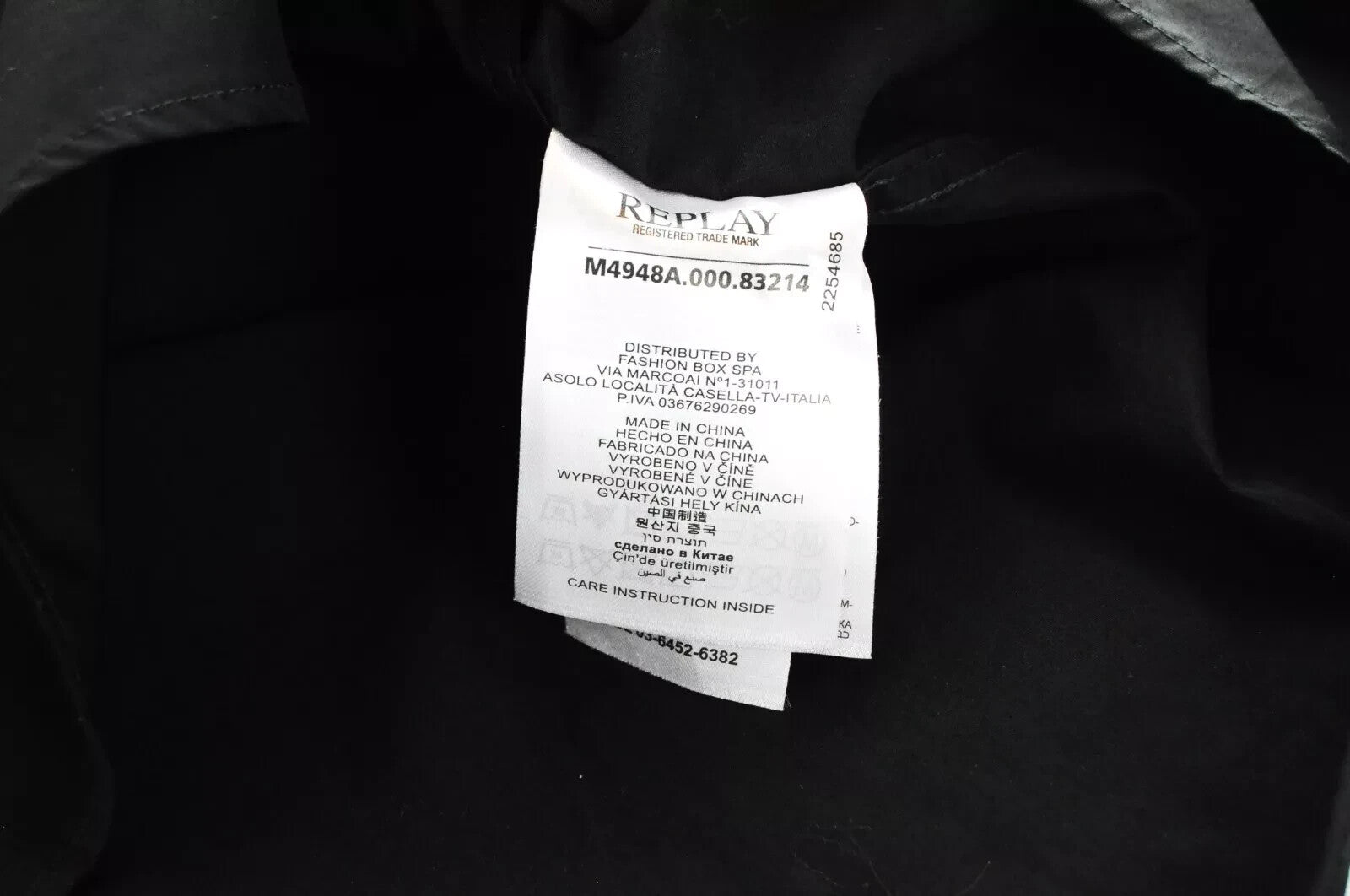 REPLAY Mens Shirt S Black Long Sleeve  Cotton Band Collar Button Shirt