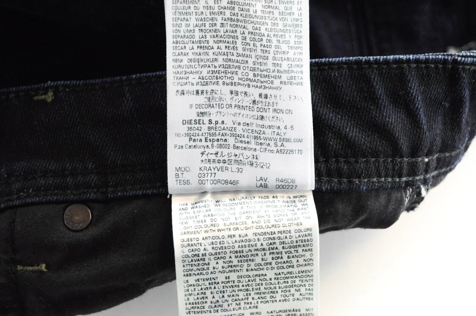 DIESEL Krayver R46D8 vyriški ploni morkų mėlynos spalvos džinsai W28 L32 tamprūs medvilniniai džinsai 