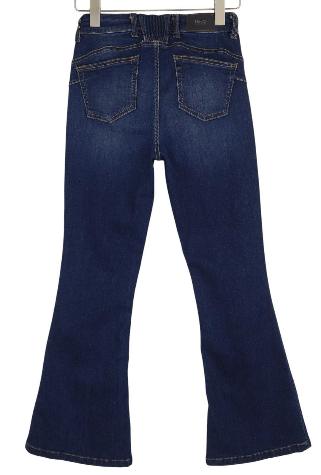 LIU JO Women Jeans W28 High Waist Bootcut Leg Zip Fly Fade Effect Denim Blue