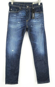 DIESEL Tepphar R7NA8 vyriški džinsai W28/L32 Slim morkų mėlynos spalvos, tamprūs, plėšyti 