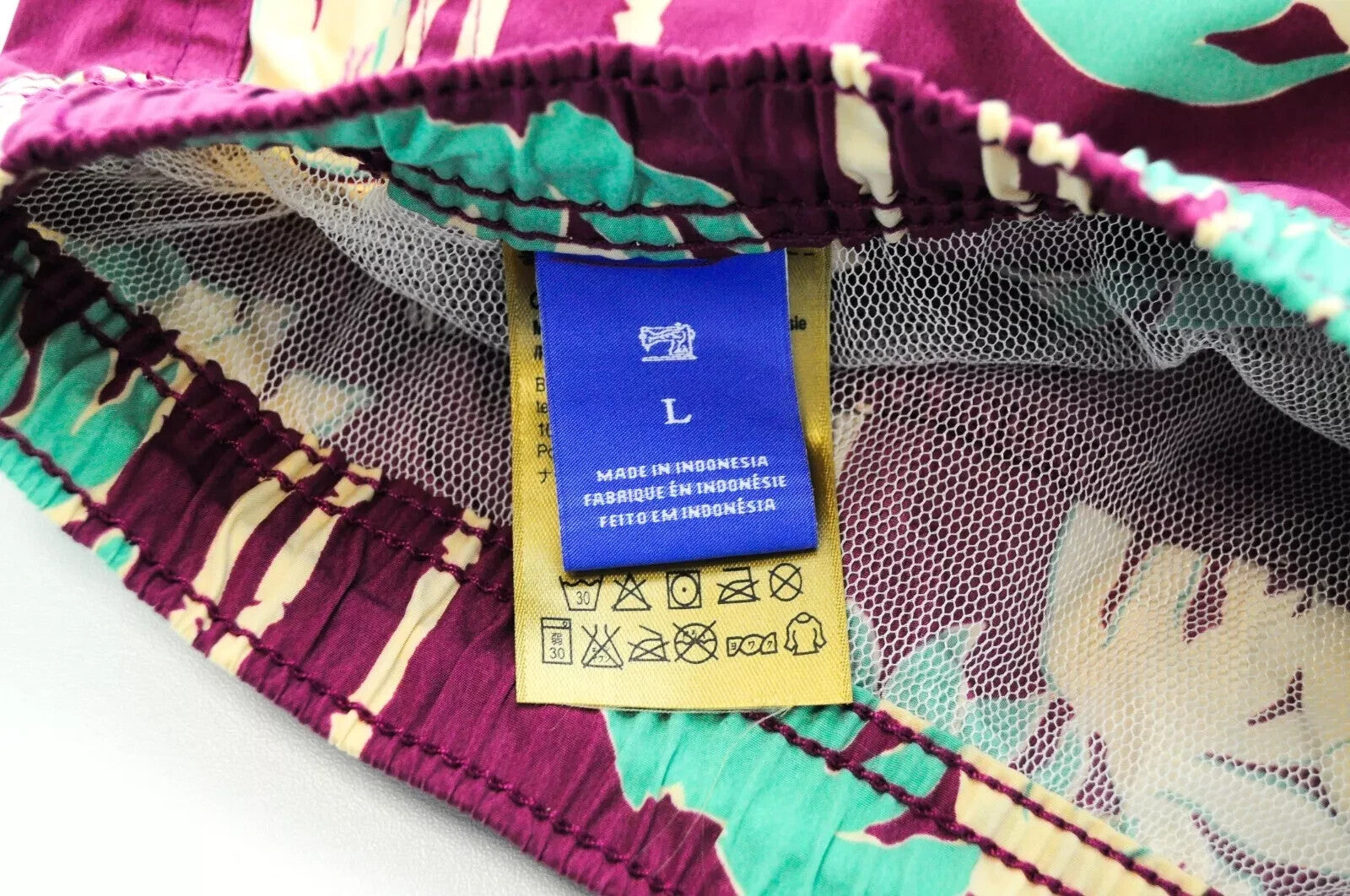 SCOTCH & SODA Swim Trunks L Men Palm Print Purple Pull-On Ams Couture Style