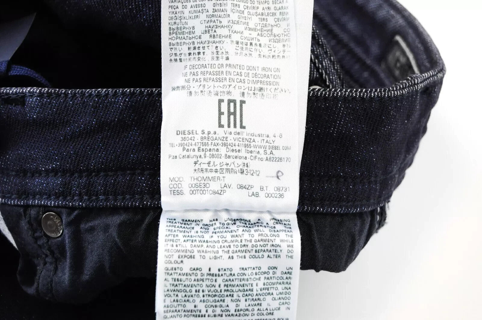 DIESEL Thommer-T 084ZP vyriški džinsai W29 Sweat Jogg Tamsiai mėlyna, plona, ​​elastinga 