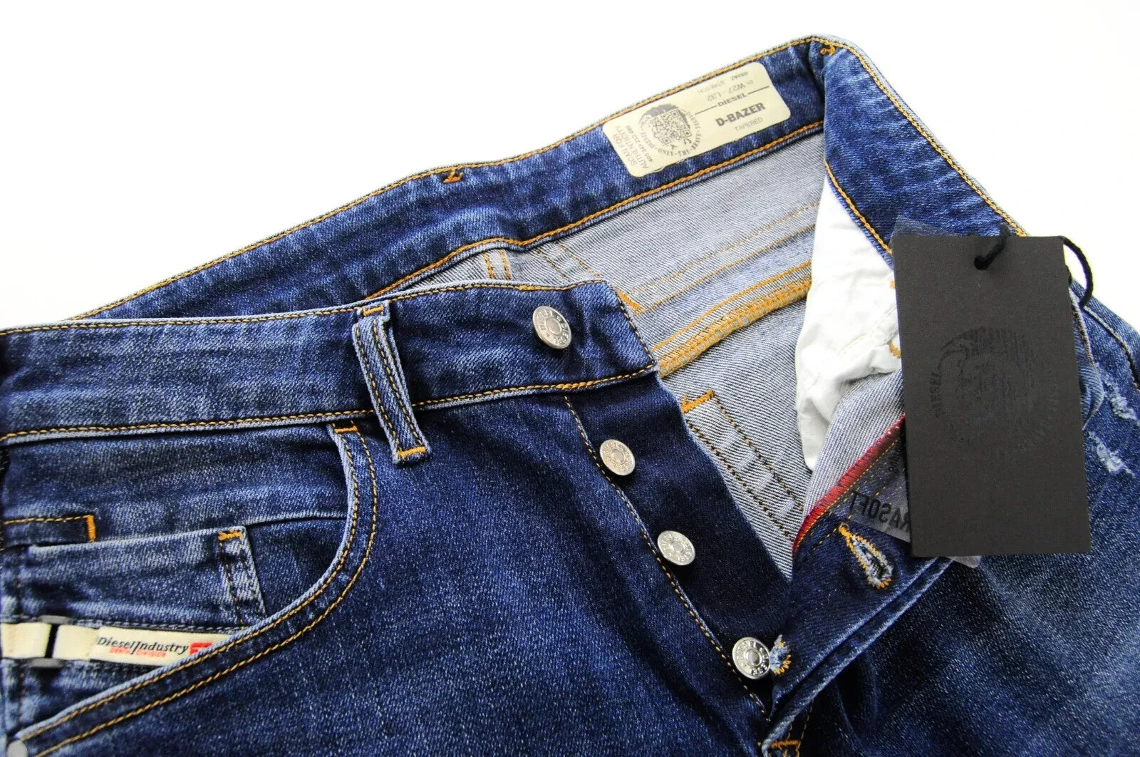 DIESEL D-Bazer 083AZ vyriški džinsai W27/L32 siaurėjantys skalbti mėlyni tamprūs džinsai 