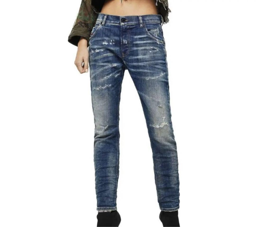 DIESEL Krailey-B-T 0870Q Women's Jeans W32 Blue Distressed