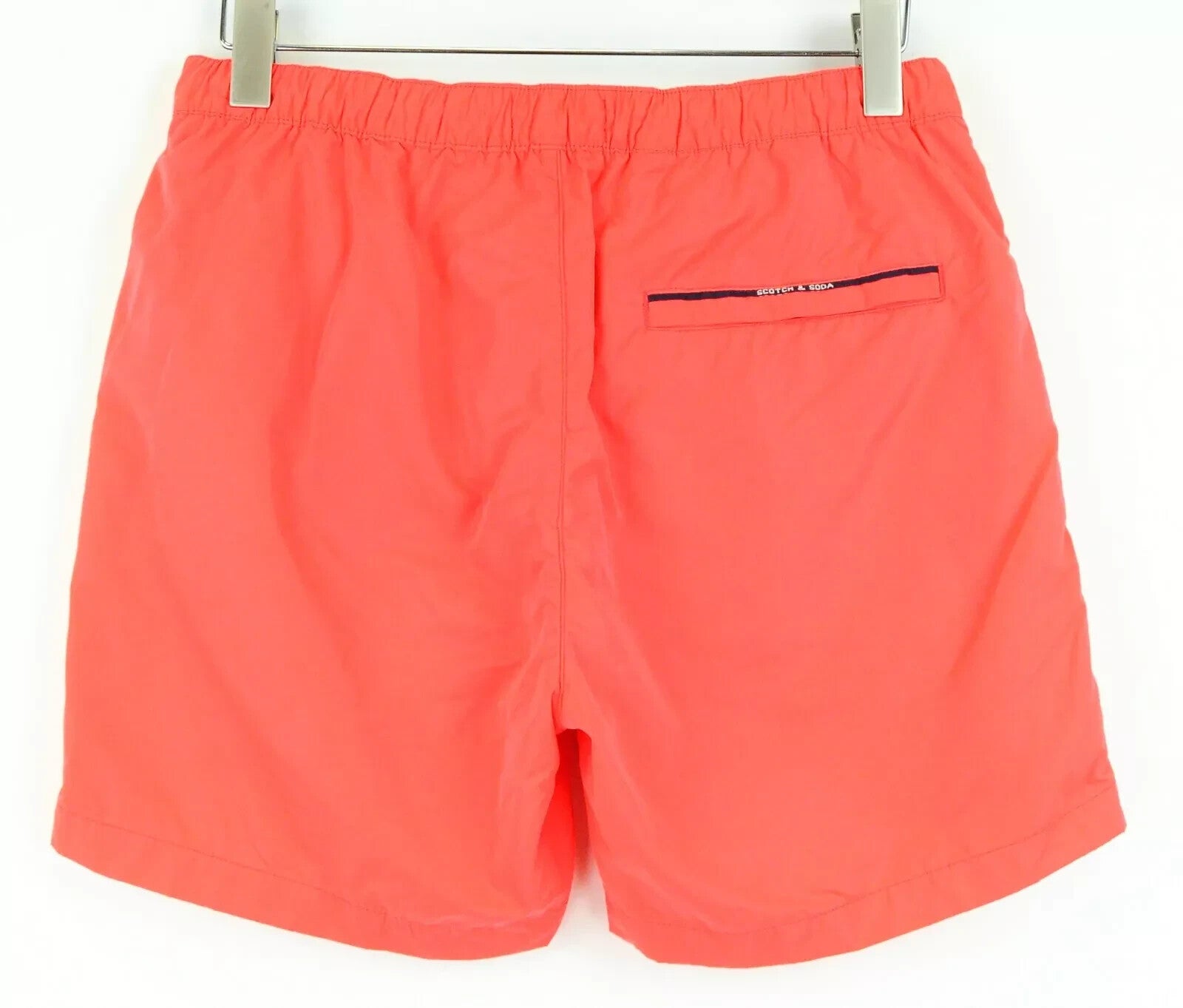 SCOTCH & SODA Swimwear W31 Neon Red Beach Trunks Pull-On Men's Logo Detail