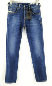 DIESEL D-Bazer 083AZ vyriški džinsai W28/L32 siaurėjantys mėlyni tamprūs medvilniniai džinsai 