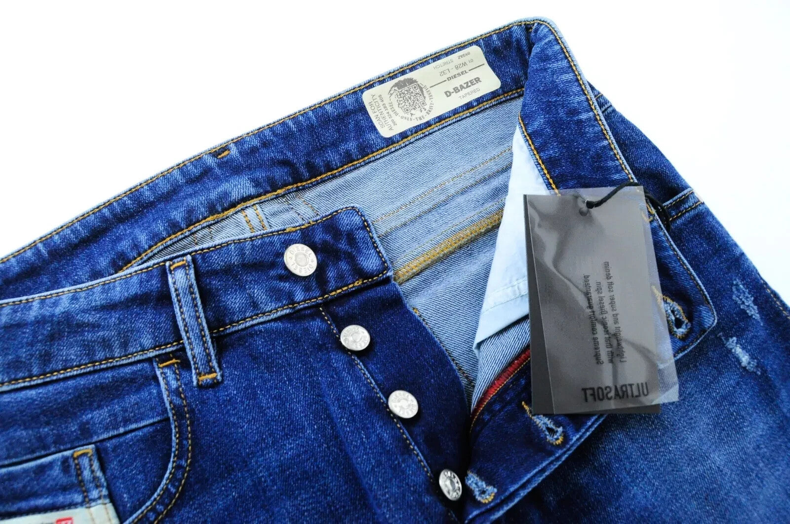 DIESEL D-Bazer 083AZ vyriški džinsai W28/L32 siaurėjantys mėlyni tamprūs medvilniniai džinsai 