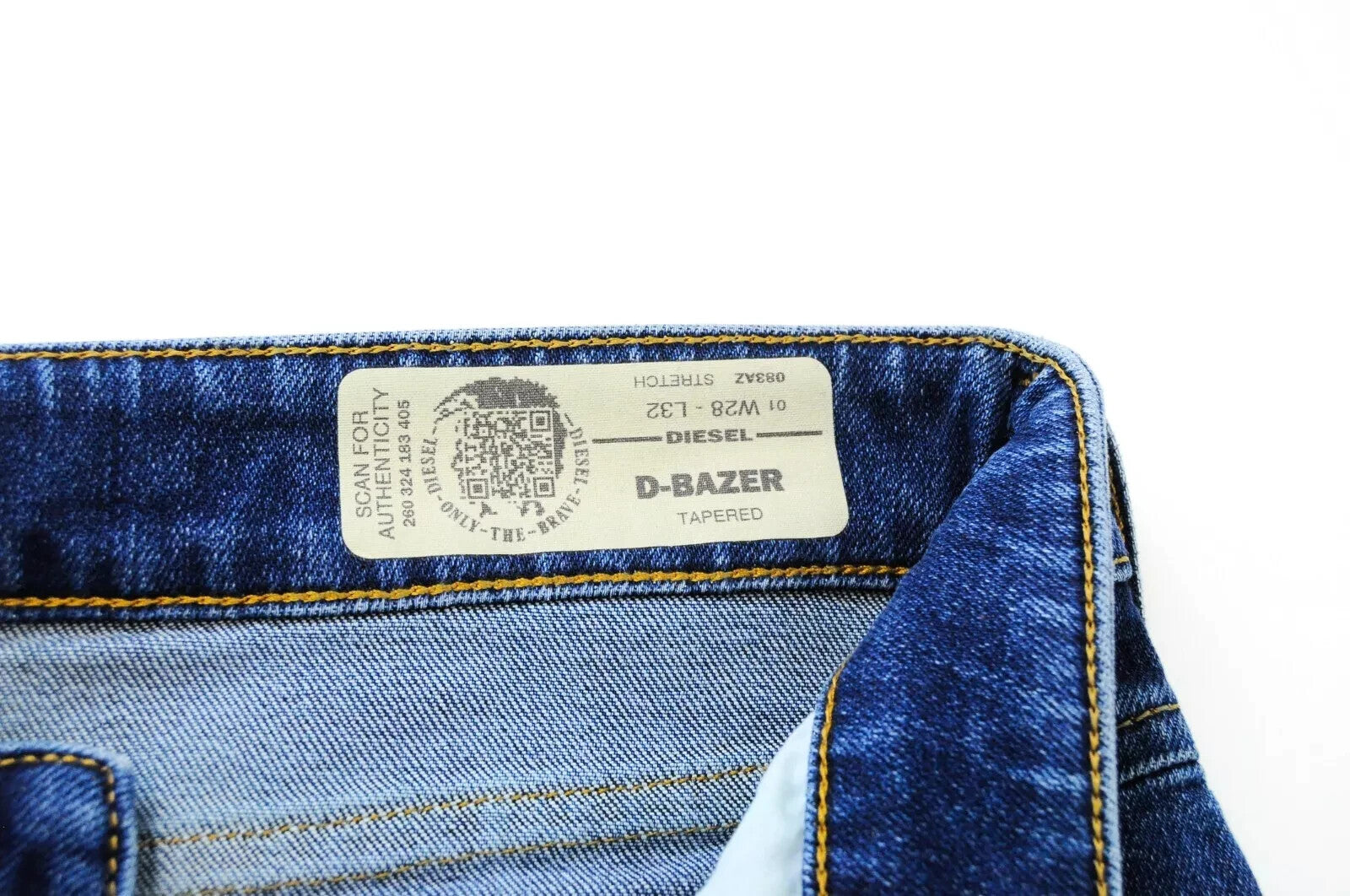 DIESEL D-Bazer 083AZ vyriški džinsai W28/L32 siaurėjantys mėlyni tamprūs medvilniniai džinsai 