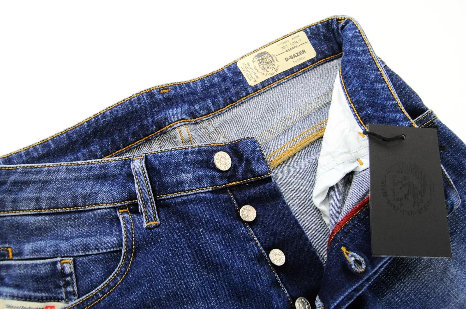 DIESEL D-Bazer 083AZ vyriški džinsai W29/L32 siaurėjantys skalbtos mėlynos medvilnės džinsai 