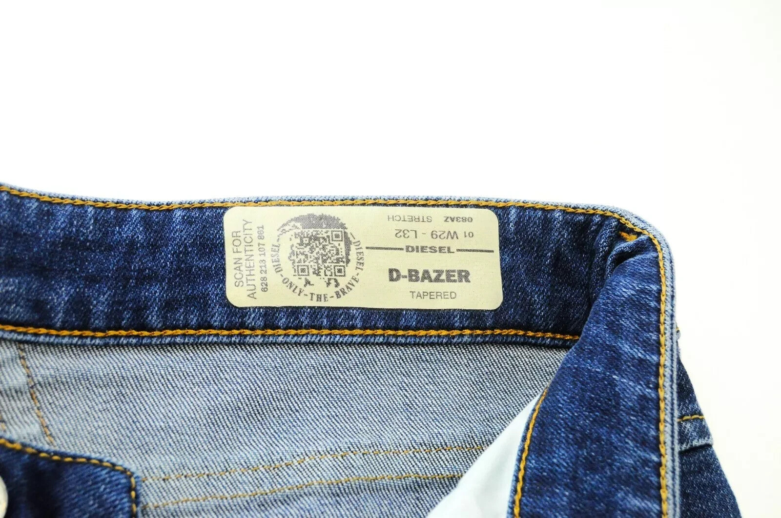 DIESEL D-Bazer 083AZ vyriški džinsai W29/L32 siaurėjantys skalbtos mėlynos medvilnės džinsai 