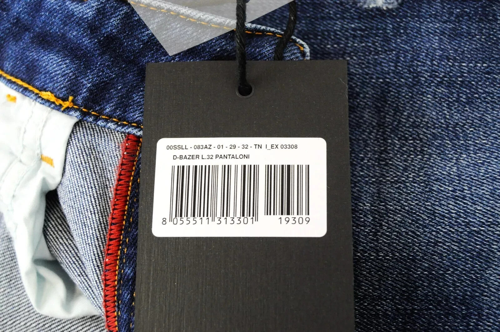 DIESEL D-Bazer 083AZ vyriški džinsai W29/L32 siaurėjantys skalbtos mėlynos medvilnės džinsai 