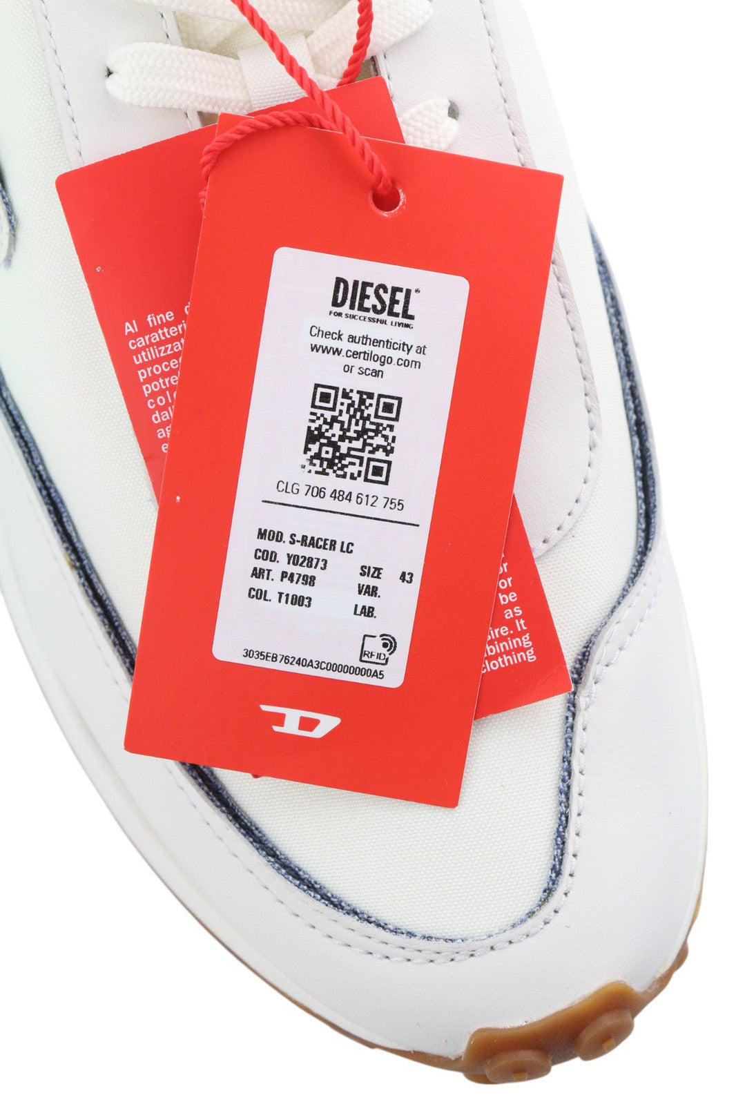 DIESEL S-Racer LC vyriški sportbačiai, 43 dydis, balti, zomšiniai, odiniai, suvarstomi, RRP 195 € 