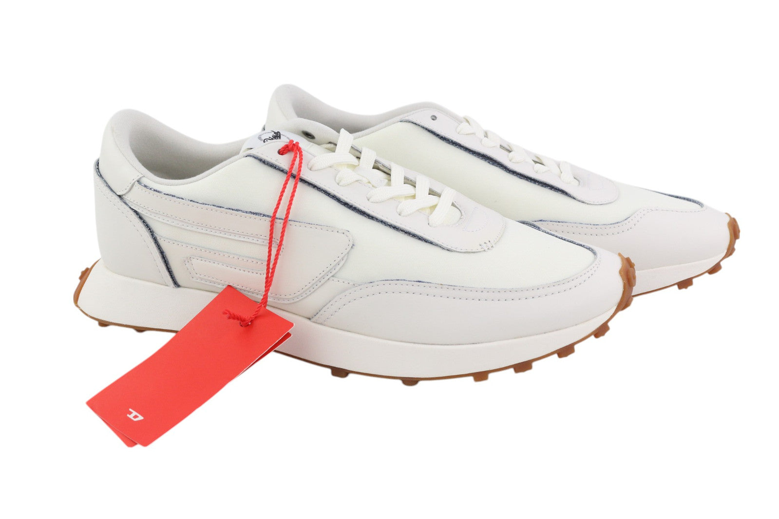 DIESEL S-Racer LC vyriški sportbačiai, 43 dydis, balti, zomšiniai, odiniai, suvarstomi, RRP 195 € 