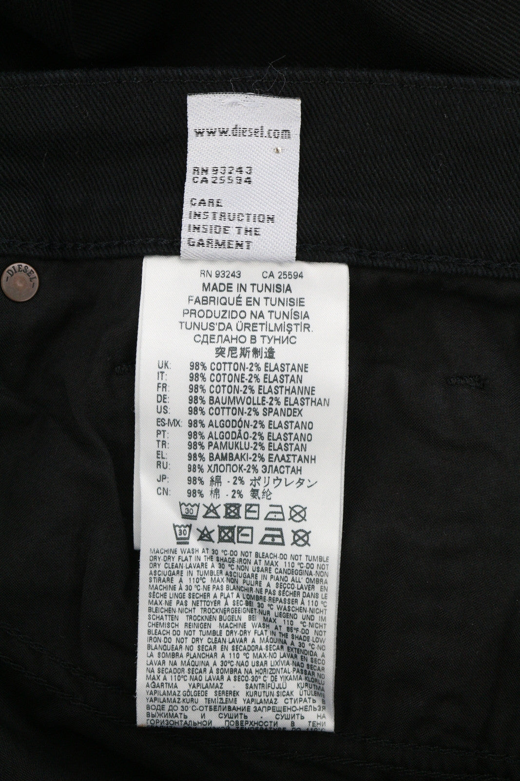 DIESEL D-Macs 0688H vyriški džinsai W33/L32 tiesaus kirpimo, tamsaus džinso spalvos, su sagomis