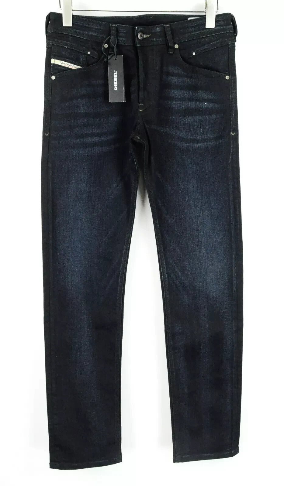 DIESEL Belther-R R46D8 vyriški džinsai W29/L32 Slim Taper tamsiai mėlyni, tamprūs 