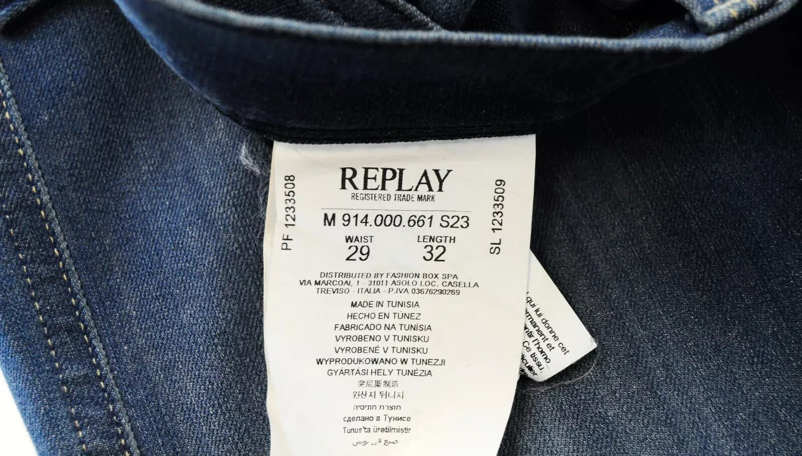 REPLAY Anbass Mens Jeans W29/L32 Slim Blue Stretch Cotton 5-Pocket