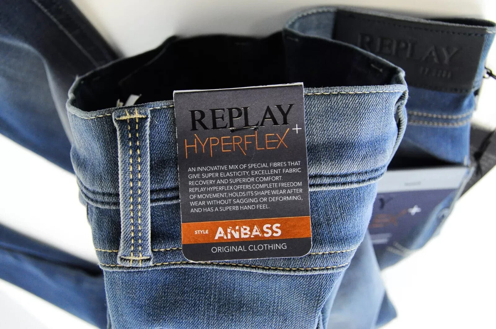 REPLAY Anbass Mens Jeans W29/L32 Slim Blue Stretch Cotton 5-Pocket