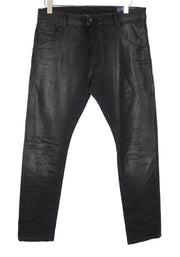 DIESEL Krooley-CB-Ne 084JB vyriški džinsai W32 vaškinės juodos spalvos, ploni, rekomenduojama mažmeninė kaina – 320 € 