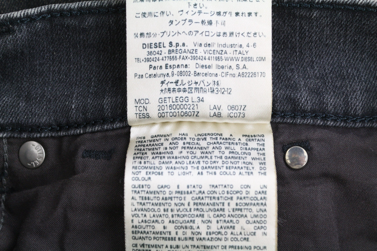 DIESEL Getleg 0607Z Women Jeans W26/L34 Slim Skinny Low Waist Stretch Washed