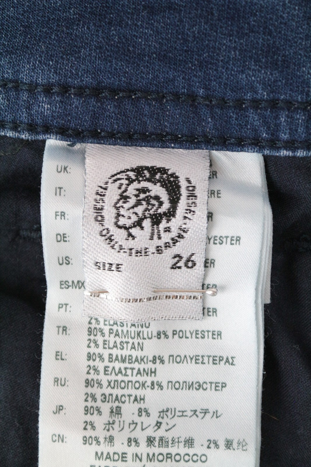 DIESEL Spender-Ne 069HC vyriški džinsai W26 su užtrauktuku, mėlyni, aptempti 