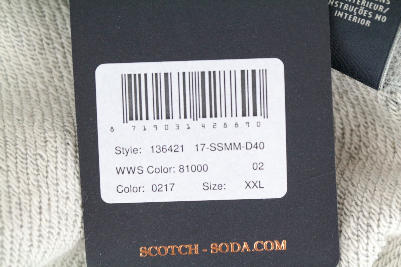 SCOTCH & SODA Men's Sweatshirt 2XL Light Grey Hooded Distressed