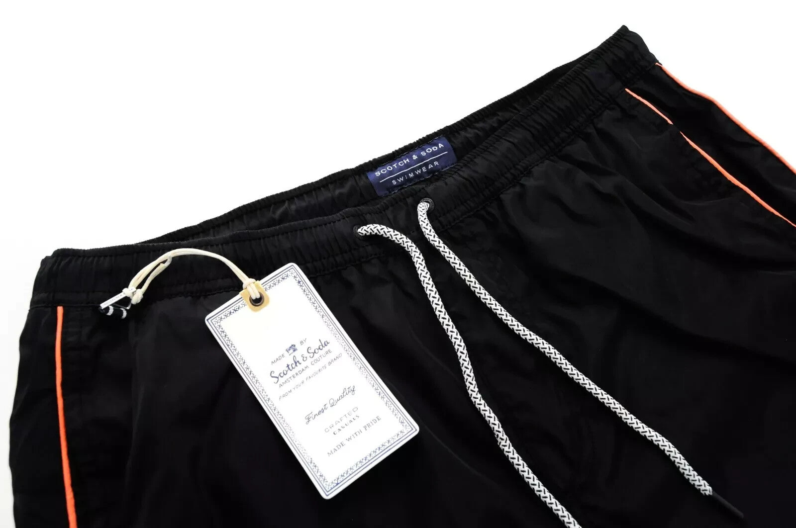 SCOTCH & SODA Swimwear W32 Men's Pull-On Black Trunks Drawstring Pool Style