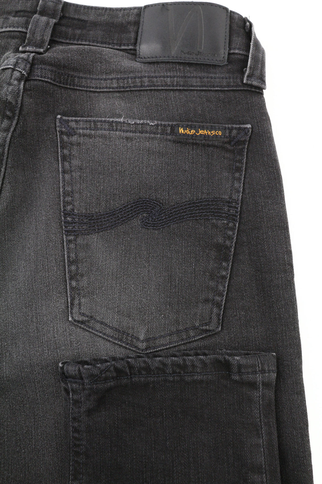 NUDIE Skinny Lin Used Black Men Jeans W30/L32 Casual Cotton Distressed Faded Zip