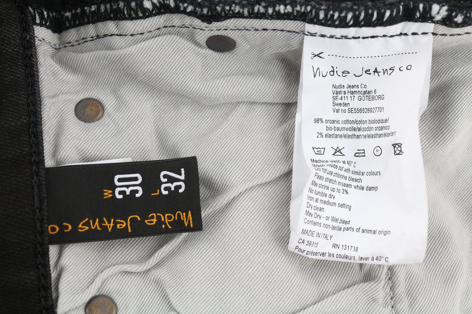 NUDIE Skinny Lin Used Black Men Jeans W30/L32 Casual Cotton Distressed Faded Zip