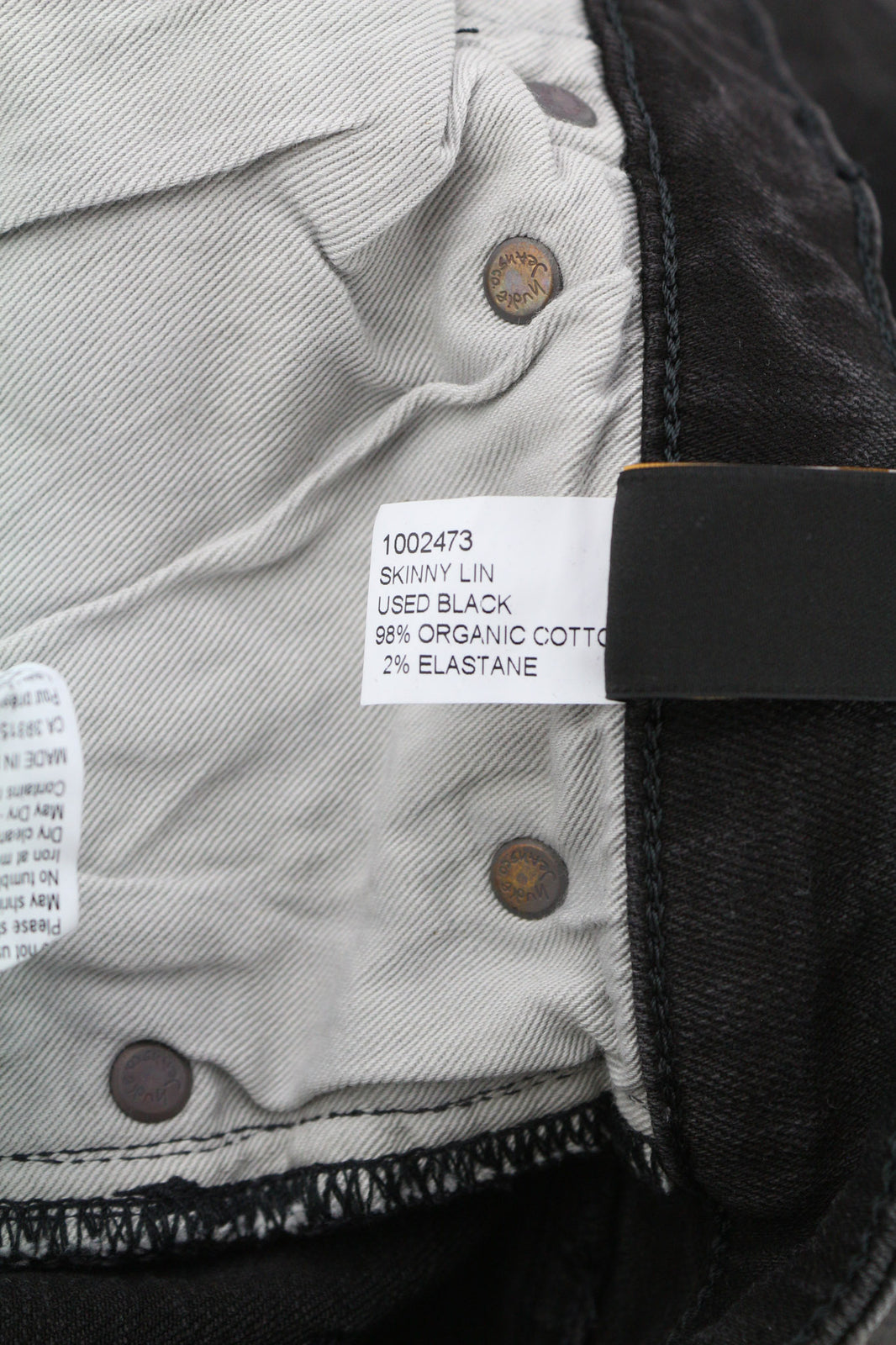 NUDIE Skinny Lin Used Black Men Jeans W30/L32 Casual Cotton Distressed Faded Zip