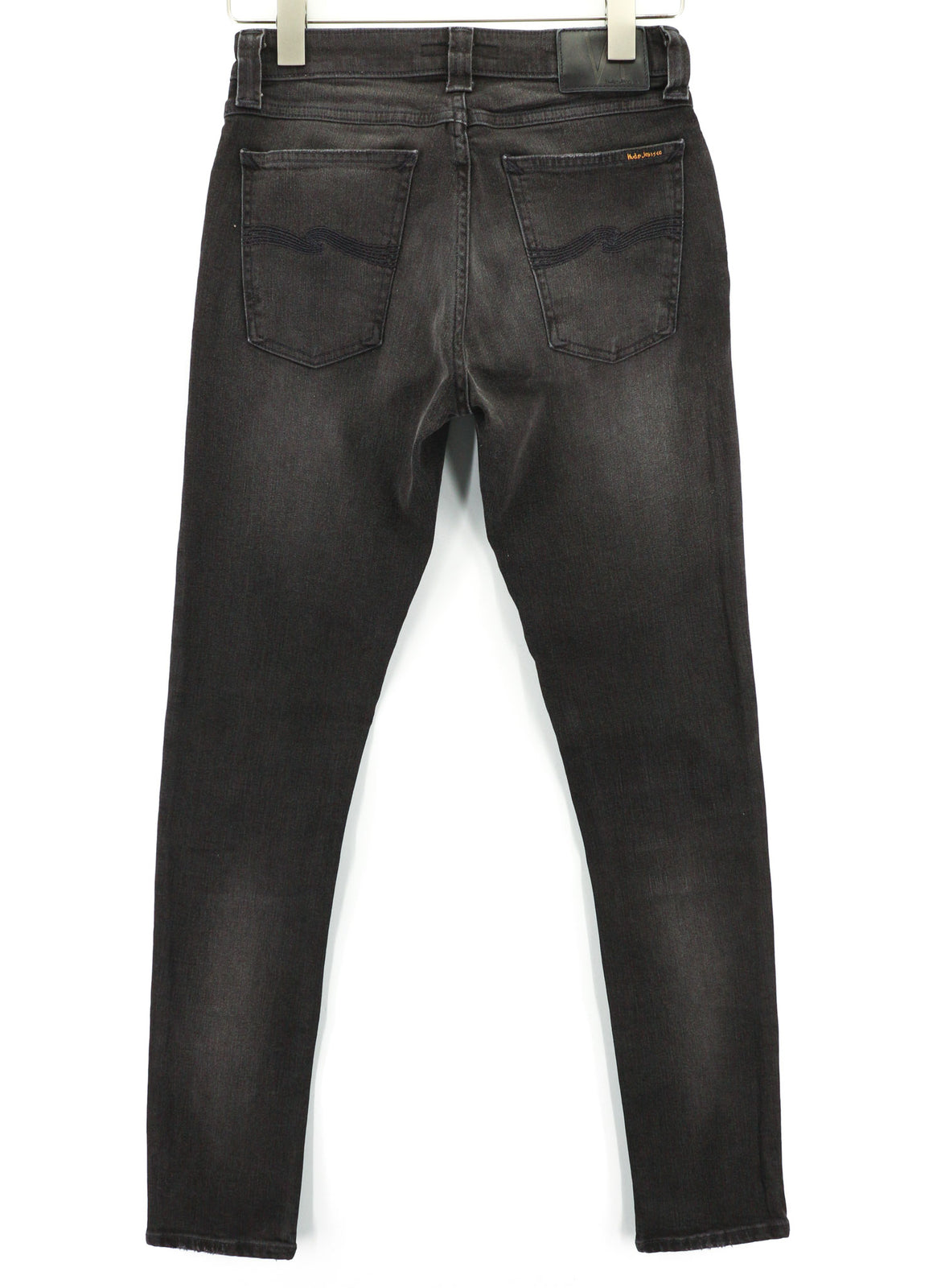 NUDIE Skinny Lin Used Black Men Jeans W28/L32 Organic Cotton Distressed Zip