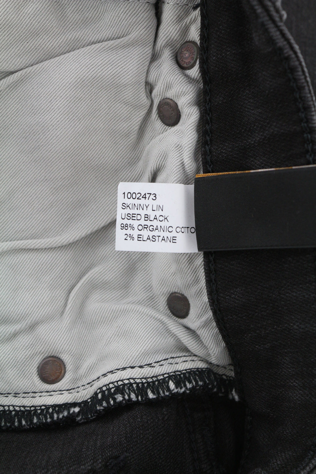 NUDIE Skinny Lin Used Black Men Jeans W28/L32 Organic Cotton Distressed Zip