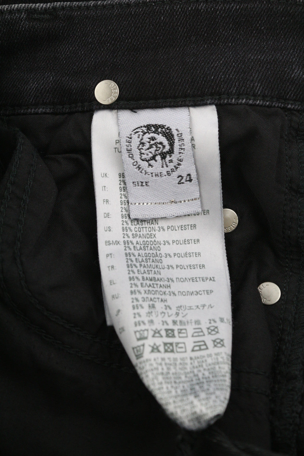 DIESEL D-Ebbey 0870G moteriški džinsai W24/L32 platėjančios, žemo juosmens, tamprūs, juodi 