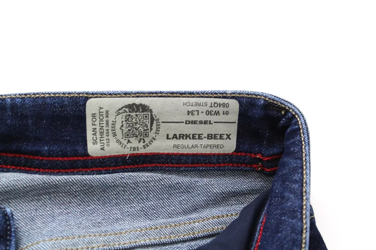 DIESEL Larkee-Beex 084QT Mens Jeans W30/L34 Taper Dark Blue Cotton Stretch