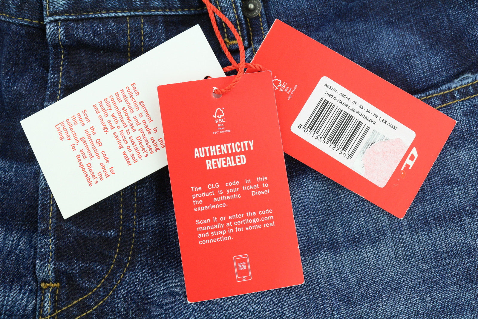 DIESEL 2020 D-Viker 09C64 vyriški džinsai W33/L30 įprasto kirpimo tiesaus kirpimo, rekomenduojama kaina – 225 € 