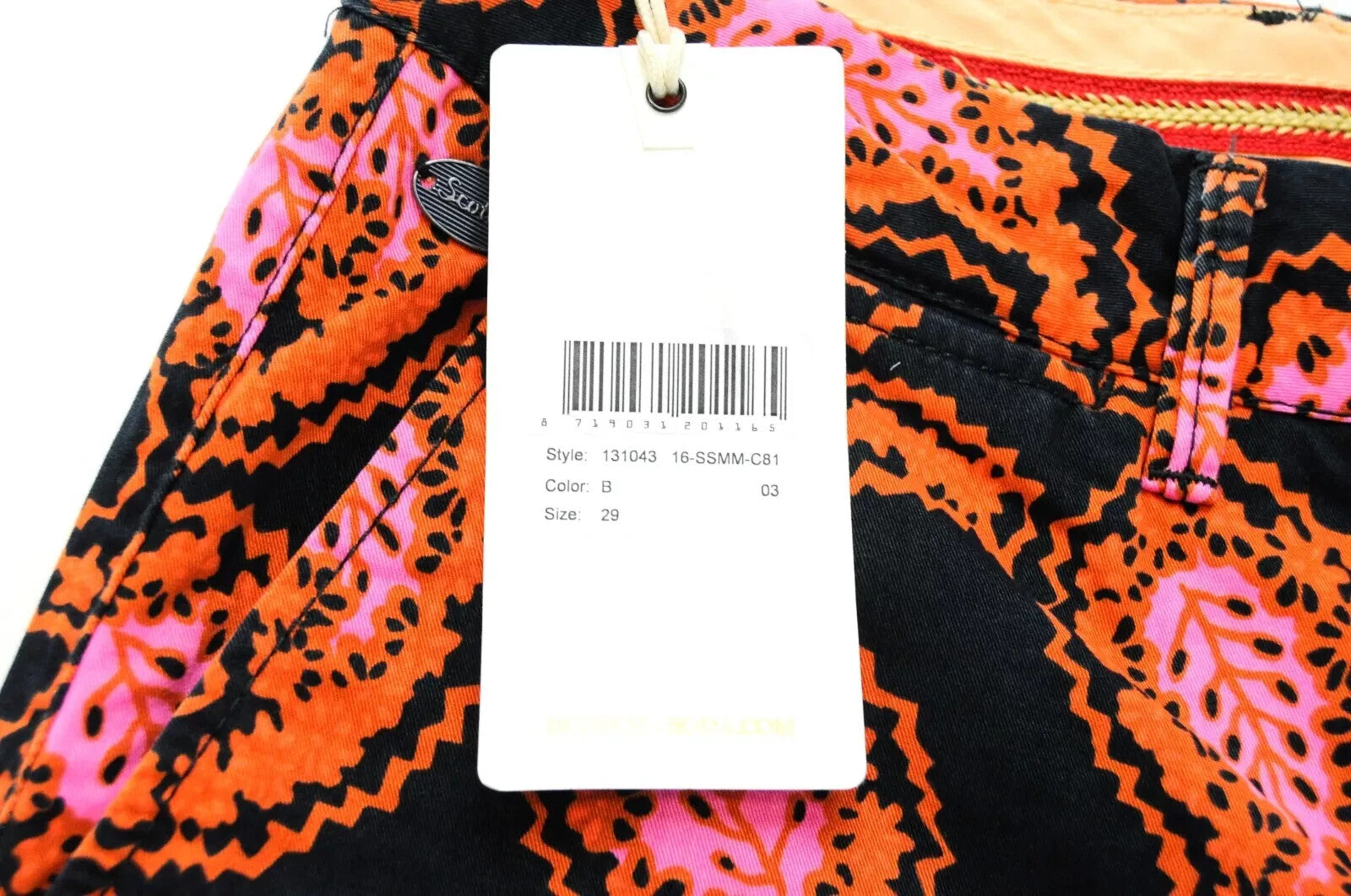 SCOTCH &amp; SODA vyriški šortai W29 juodi oranžiniai Paisley medvilnės rašto Ams Couture 