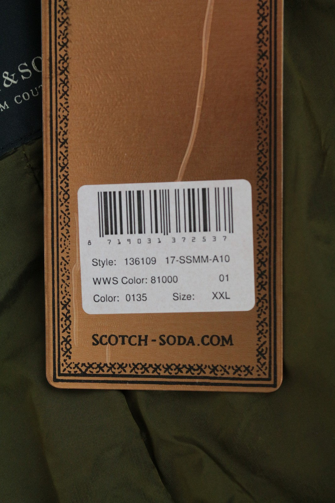 SCOTCH &amp; SODA vyriška striukė 2XL šviesiai pilka su užtrauktuku 