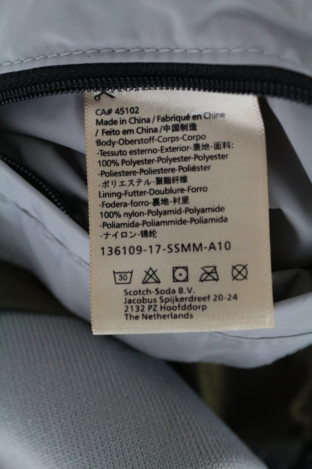 SCOTCH &amp; SODA vyriška striukė 2XL šviesiai pilka su užtrauktuku 