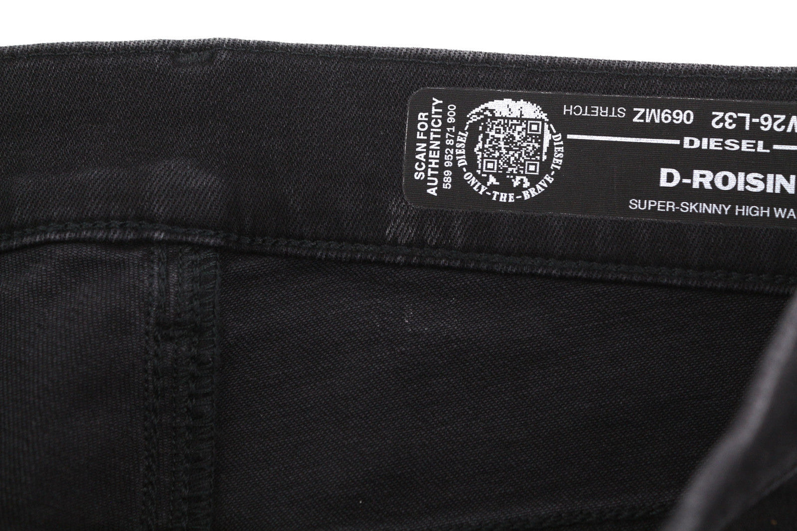 DIESEL D-Roisin 069MZ moteriški džinsai W26/L32 itin aptempti, aukštu juosmeniu, tamprūs, juodi 