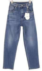 LIU JO Palazzo moteriški džinsai W28 aukštu juosmeniu, skalbto džinso mėlyna, plonas kirpimas, su kišenėmis 