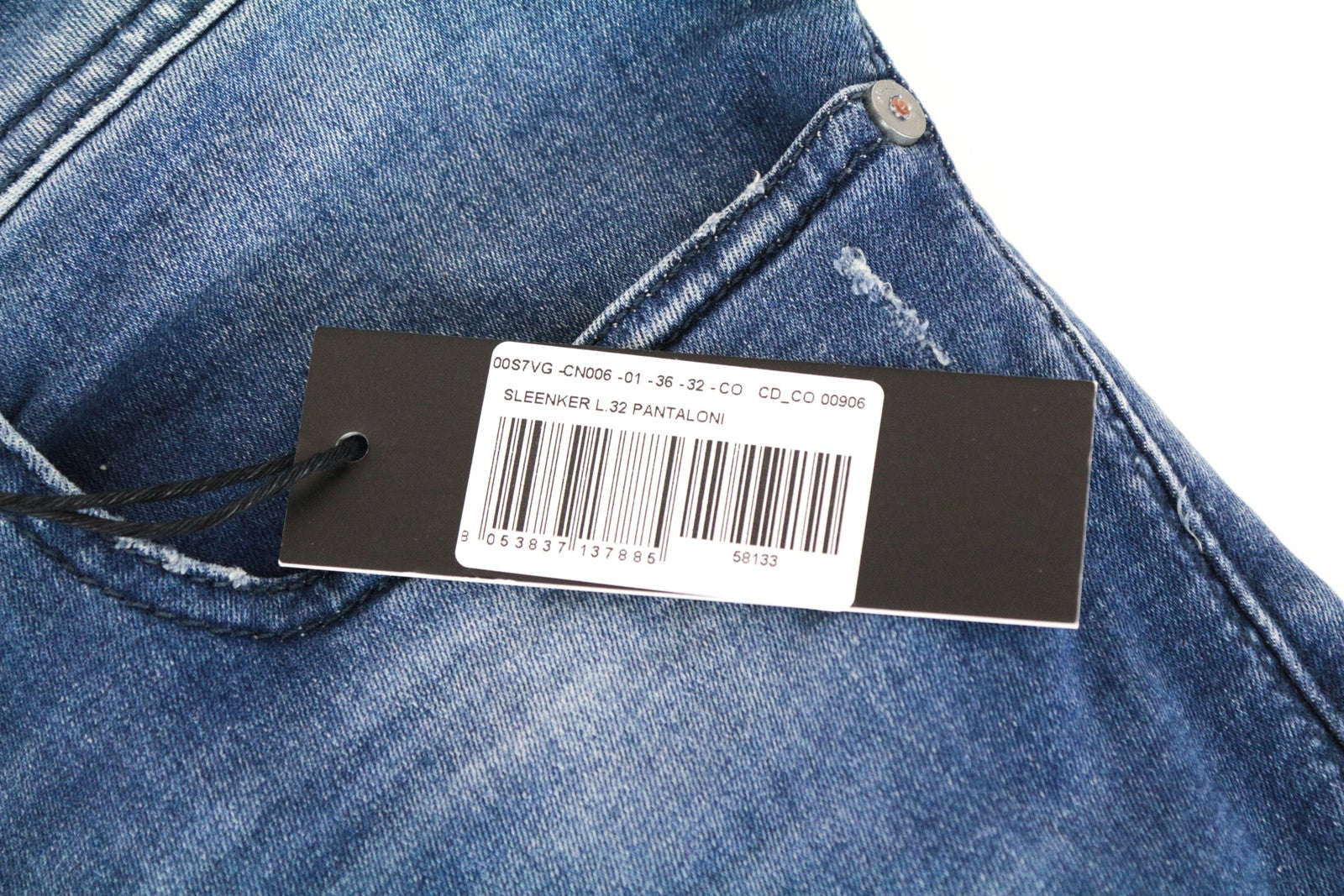 DIESEL Sleenker CN006 vyriški džinsai W36/L32 mėlyni, aptempti, tamprūs 
