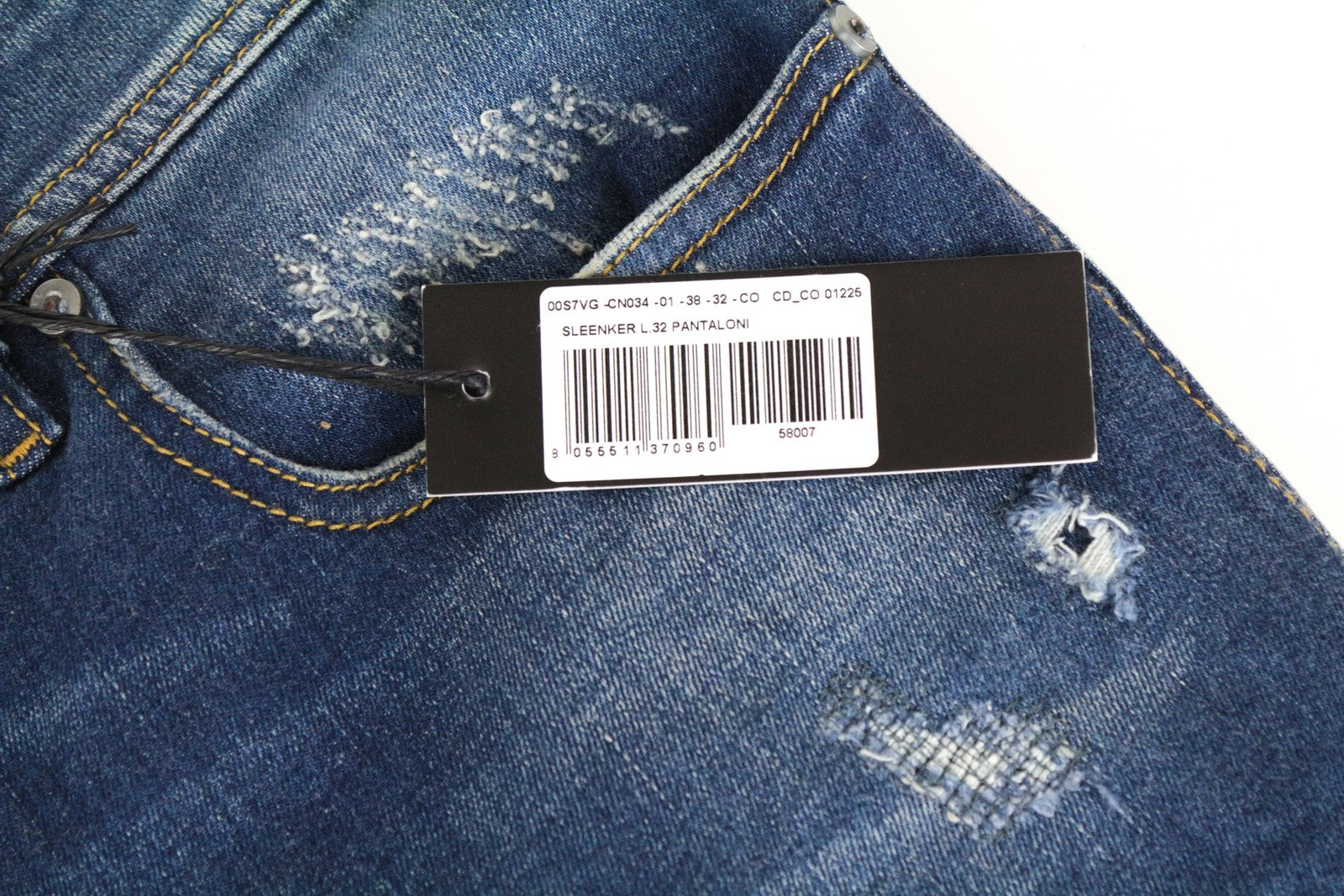 DIESEL Sleenker CN034 Men's Jeans W38/L32 Blue Slim Skinny Ripped Stretch