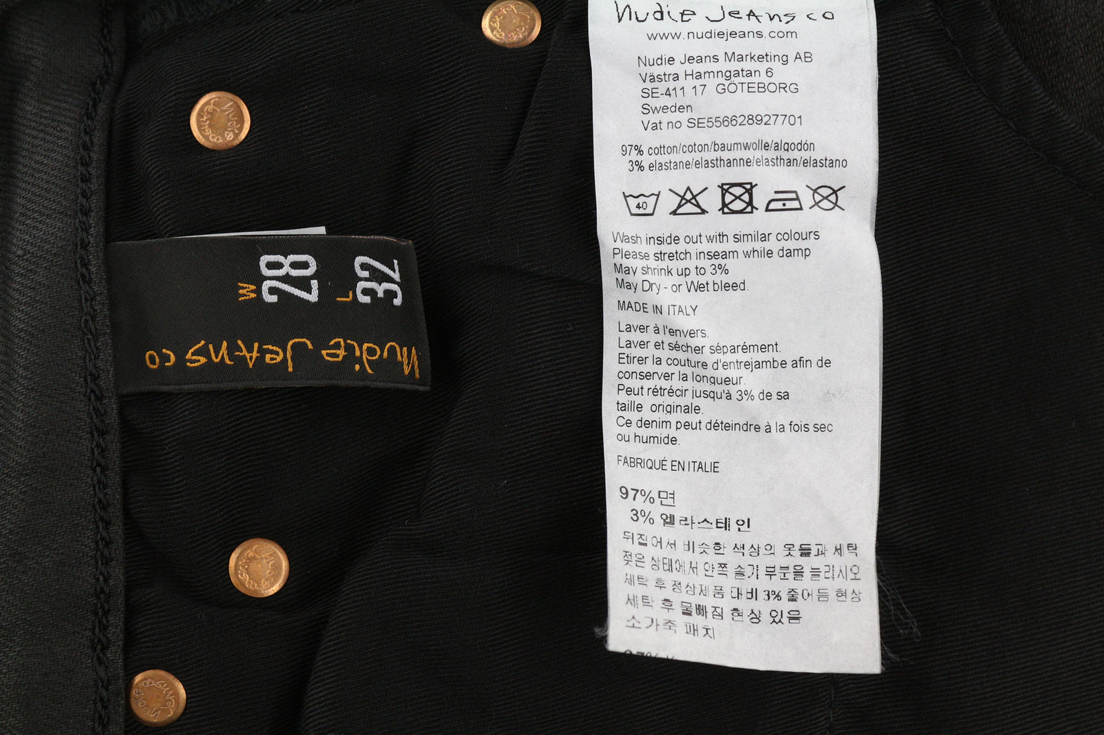 NUDIE Hightop Tilde Painted Black moteriški džinsai W28/L32 Slim Fit su užtrauktuku 