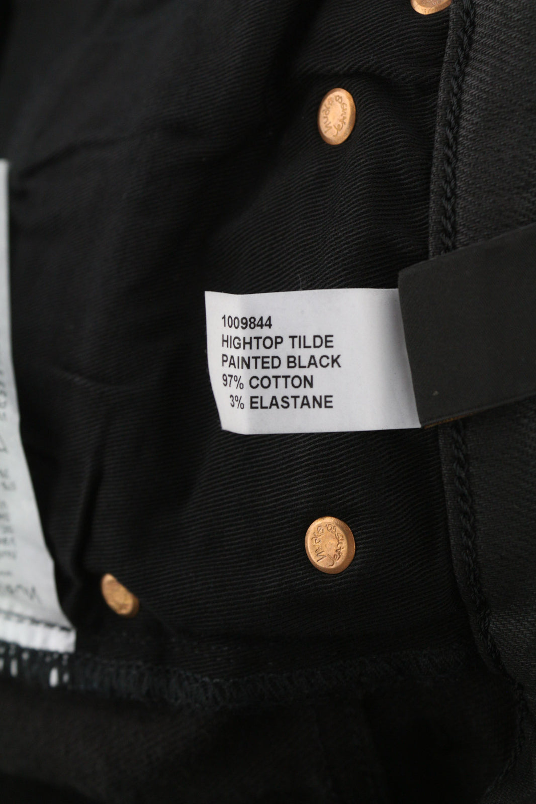 NUDIE Hightop Tilde Painted Black moteriški džinsai W28/L32 Slim Fit su užtrauktuku 