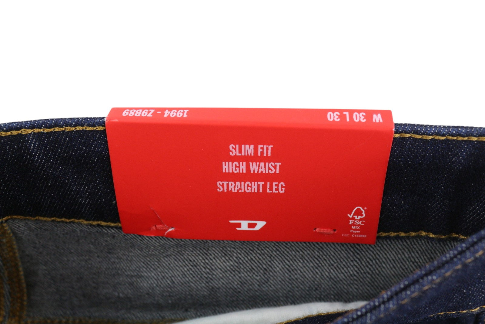 DIESEL 1994 Z9B89 vyriški džinsai W30/L30 Slim Fit tiesaus kirpimo aukštu juosmeniu, mėlyni 